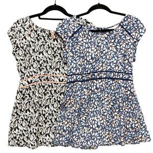 Set of 2 Motherhood Maternity Tops, Size Small, Floral, White, Blue, Zip Up, NEW